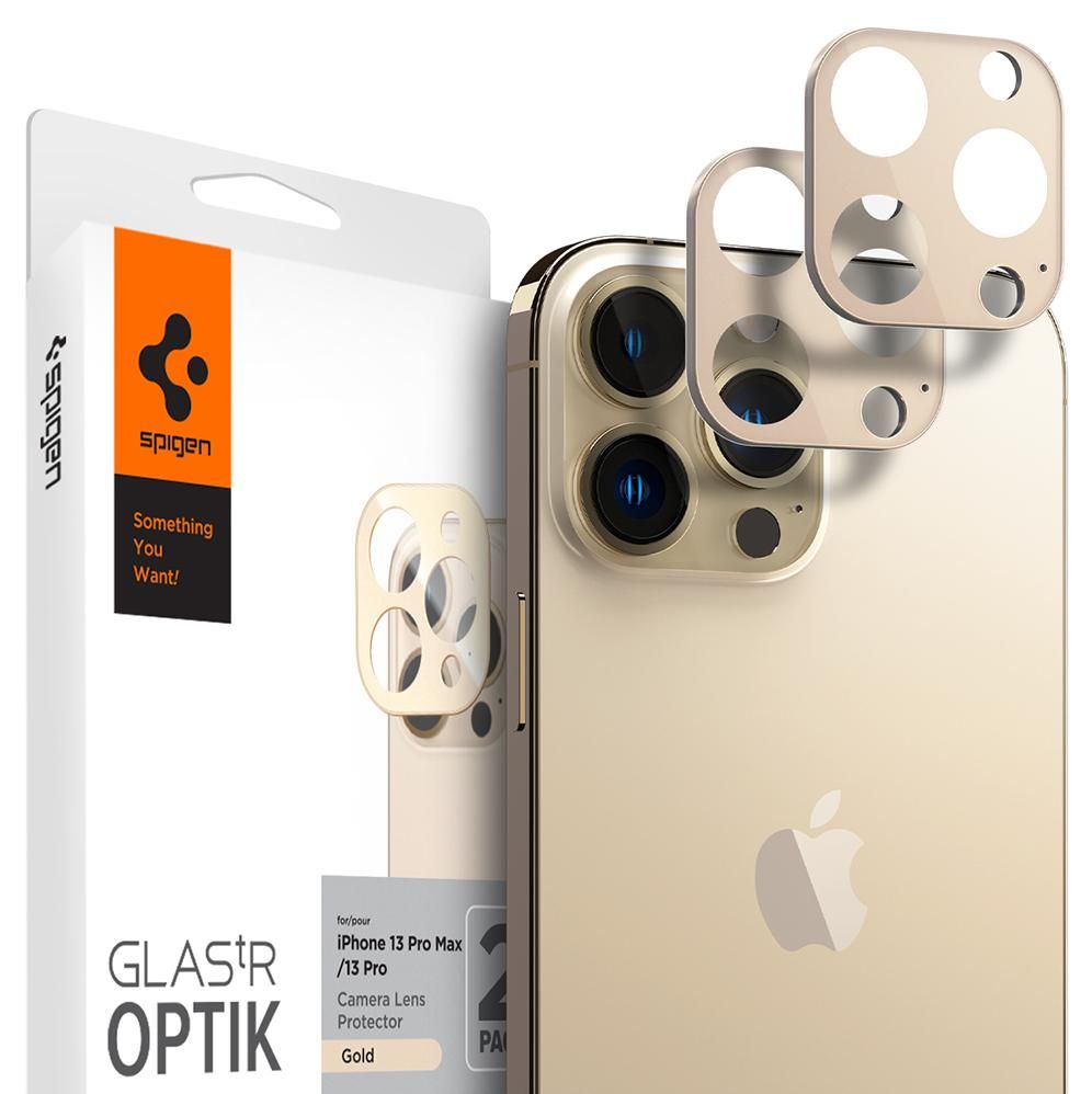 Spigen iPhone 13 Pro / 13 Pro Max Aparatu Optik.TR Αντιχαρακτικό Γυαλί για την Κάμερα - 2 Τεμάχια - Gold