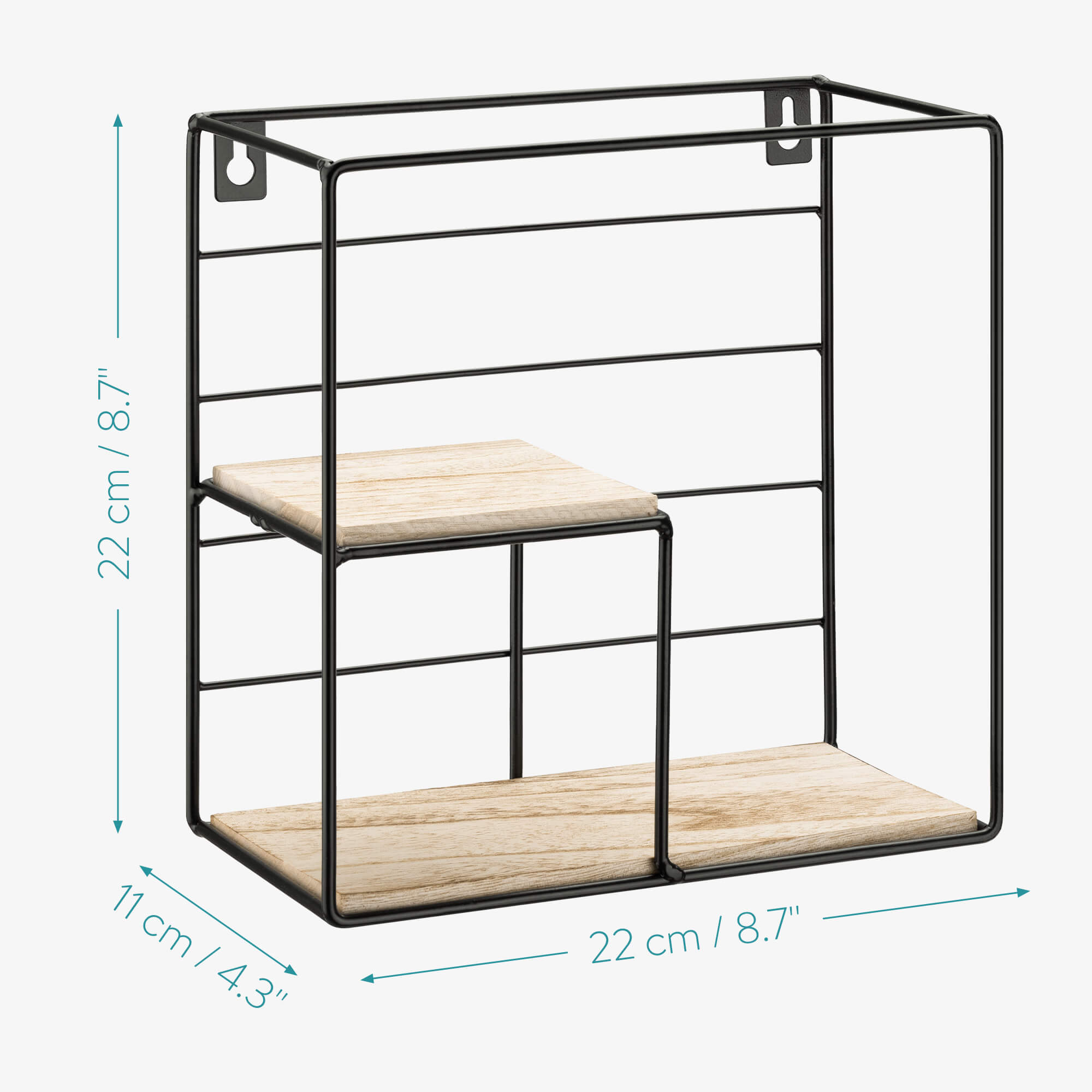 Navaris Ράφι Τοίχου - Square - 22 x 22 x 11 cm - Black - 54569.1