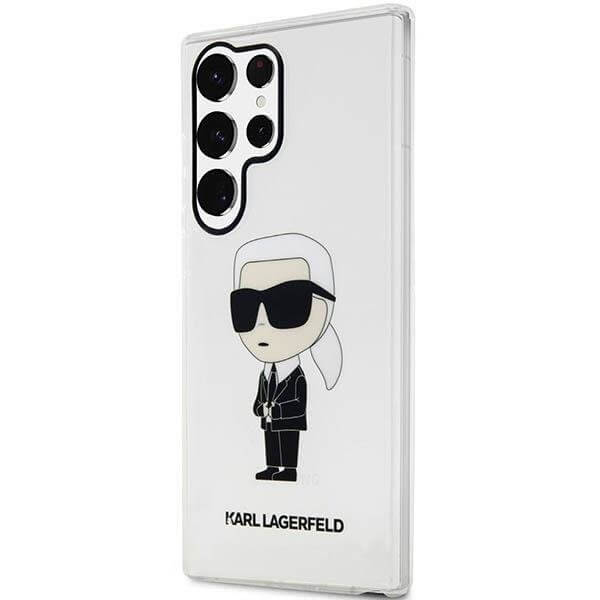 Karl Lagerfeld Samsung Galaxy S23 Ultra - Ikonik Karl Σκληρή Θήκη με Πλαίσιο Σιλικόνης - Διάφανη - KLHCS23LHNIKTCT