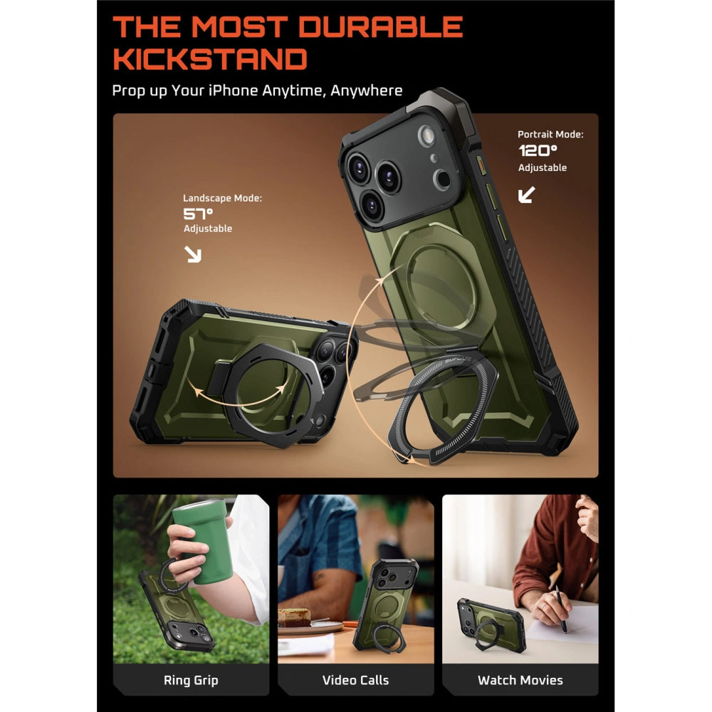 Supcase iPhone 17 Pro - UB Grip Mag - Σκληρή Θήκη με MagSafe και Stand - Green