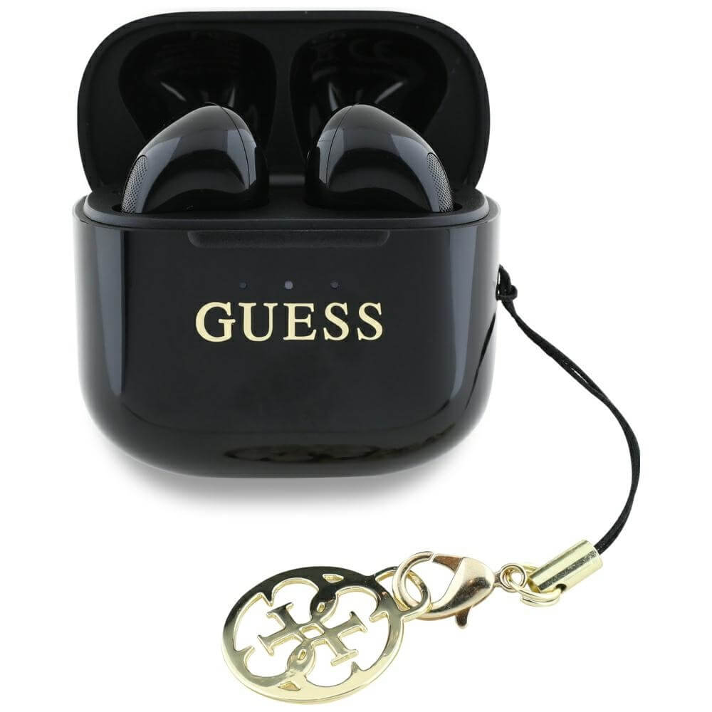 Guess TWS Glossy Effect Printed Classic Logo and Charm - Bluetooth 5.4 - Ασύρματα ακουστικά για Κλήσεις / Μουσική - Black