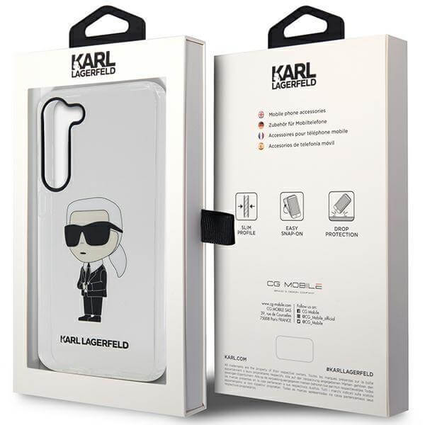Karl Lagerfeld Samsung Galaxy S23+ - Ikonik Karl Σκληρή Θήκη με Πλαίσιο Σιλικόνης - Clear - KLHCS23MHNIKTCT