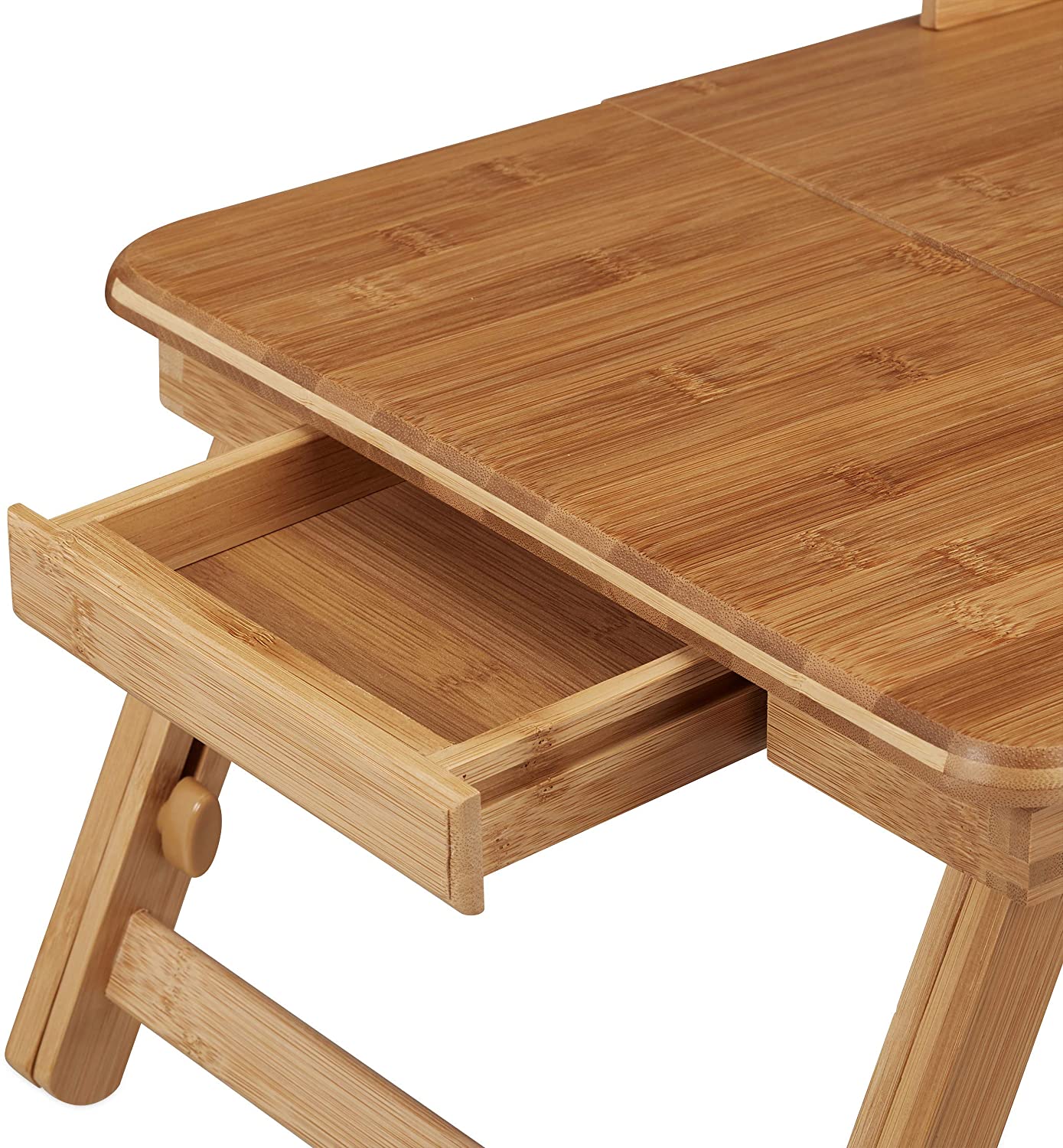 Relaxdays XL Ξύλινη Βάση Στήριξης Laptop με Ρυθμιζόμενο Ύψος και Συρτάρι - Natural - 4052025222185