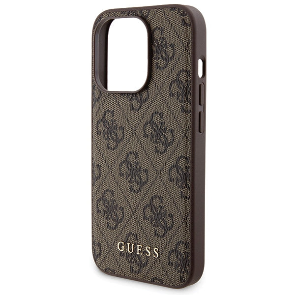 Guess iPhone 15 Pro Max - 4G Metal Logo Σετ MagSafe Σκληρή Θήκη με Επένδυση Συνθετικού Δέρματος και Powerbank 5000mAh - Brown - GUBPM5P15X4GEMGW