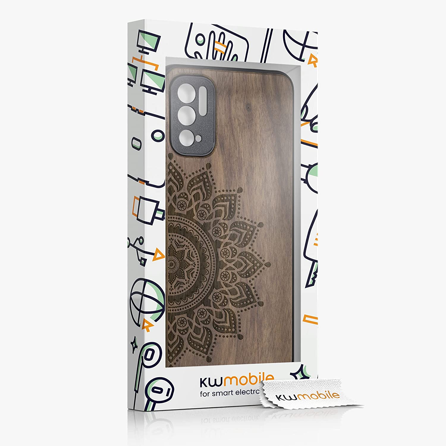 KW Xiaomi Redmi Note 10 5G Θήκη από Φυσικό Ξύλο - Design Rising Sun - Dark Brown - 56792.01