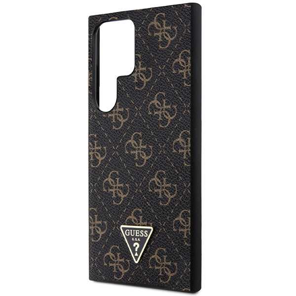 Guess Samsung Galaxy S24 Ultra - 4G Triangle - Σκληρή Θήκη με Επένδυση Συνθετικού Δέρματος και Πλαίσιο Σιλικόνης - Black - GUHCS24LPG4GPK