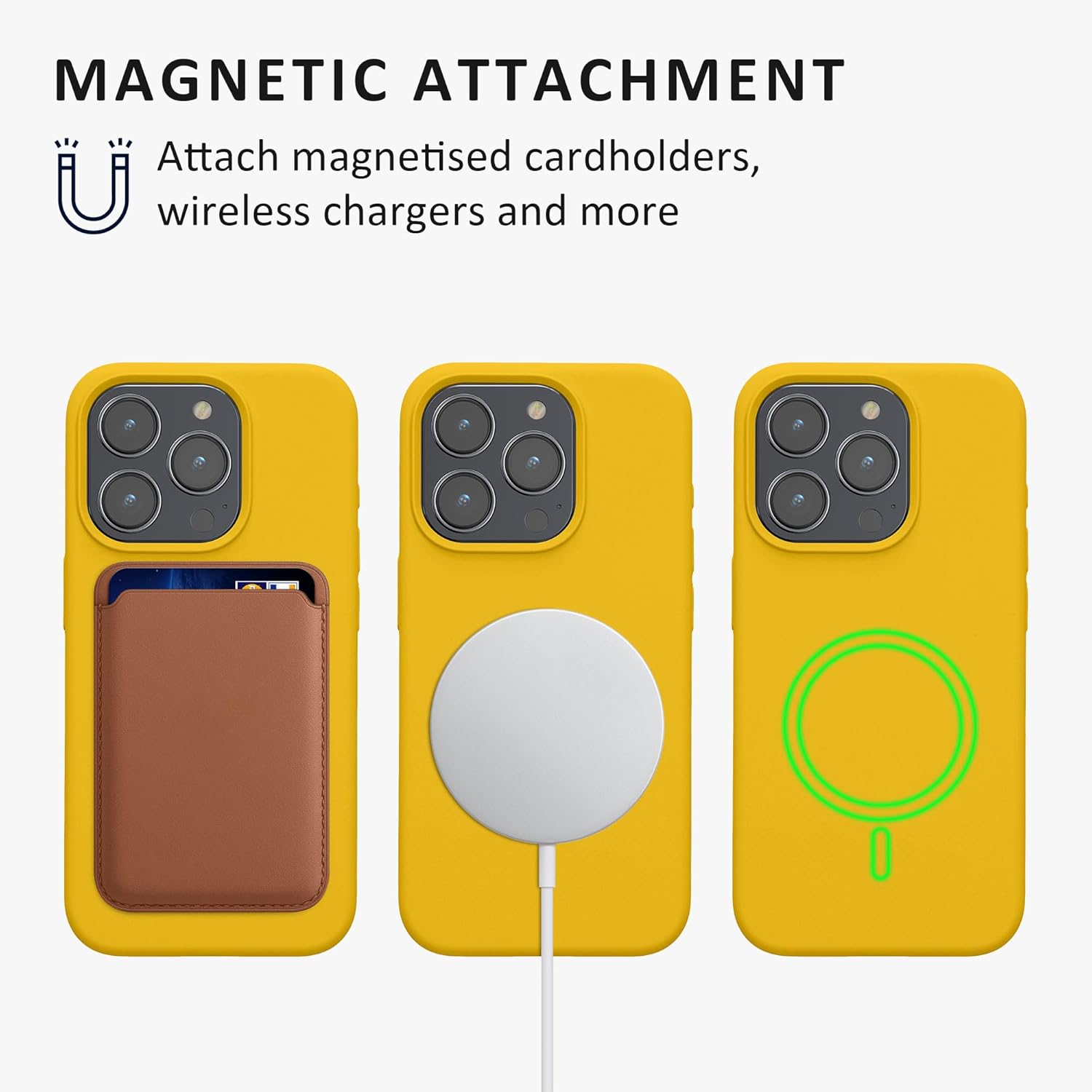 Kalibri iPhone 15 Pro Θήκη Σιλικόνης με MagSafe και 2 Αντιχαρακτικά Γυαλιά Οθόνης - Bright Yellow