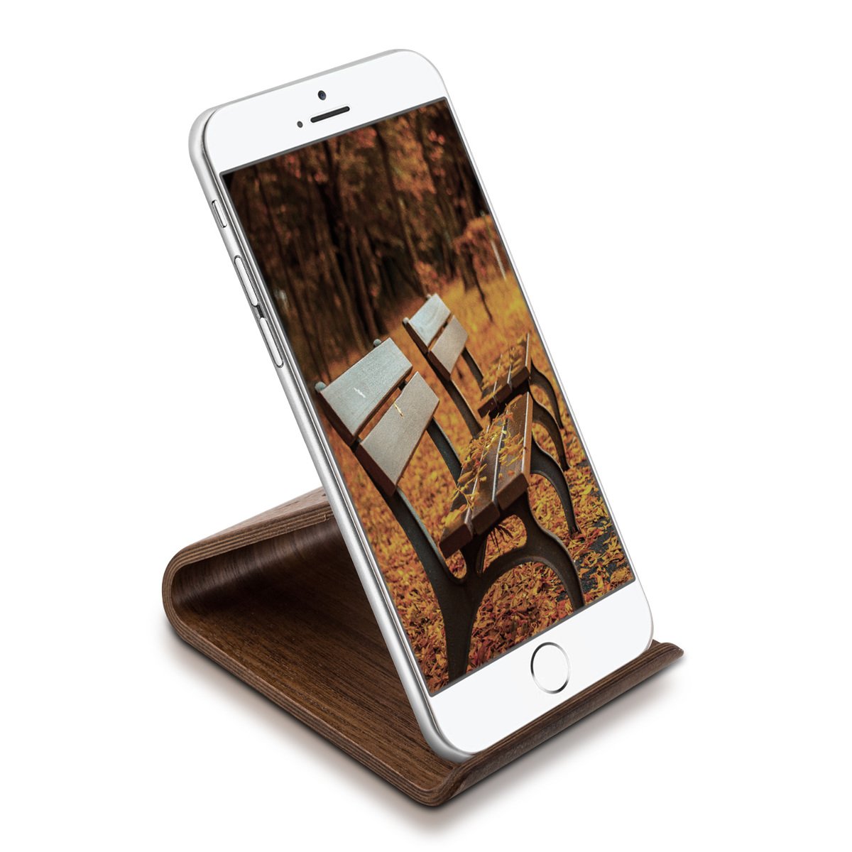 Kalibri Wooden Mobile Stand Βάση Στήριξης Κινητών από Φυσικό Ξύλο - Dark Brown - 34561.18
