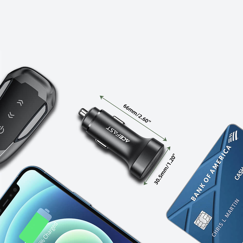 Acefast B2 Φορτιστής Αυτοκινήτου Γρήγορης Φόρτισης με 2 Θύρες Type-C 72W - Black