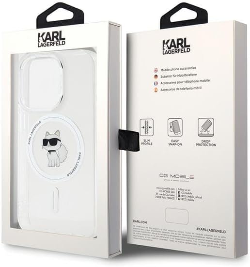 Karl Lagerfeld iPhone 15 Pro - IML Choupette Magsafe Σκληρή Θήκη με Πλαίσιο Σιλικόνης και MagSafe - Διάφανη - KLHMP15LHFCCNOT