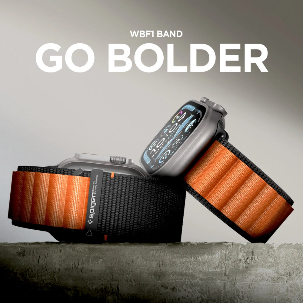 Spigen Λουράκι Apple Watch 8/9/10/11 - SE (1/2/3) - Ultra (1/2/3) – 44/45/46/49mm - WBF1 - Black / Orange