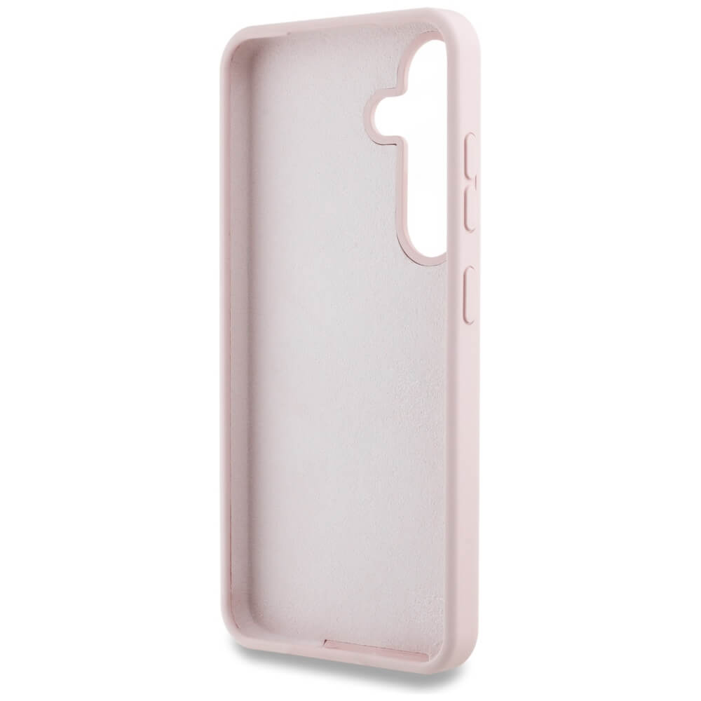 Guess Samsung Galaxy S25 - Silicone Big 4G Logo Bottom Script - Σκληρή Θήκη με Πλαίσιο Σιλικόνης - Pink - GUHCS25SS4SMDP