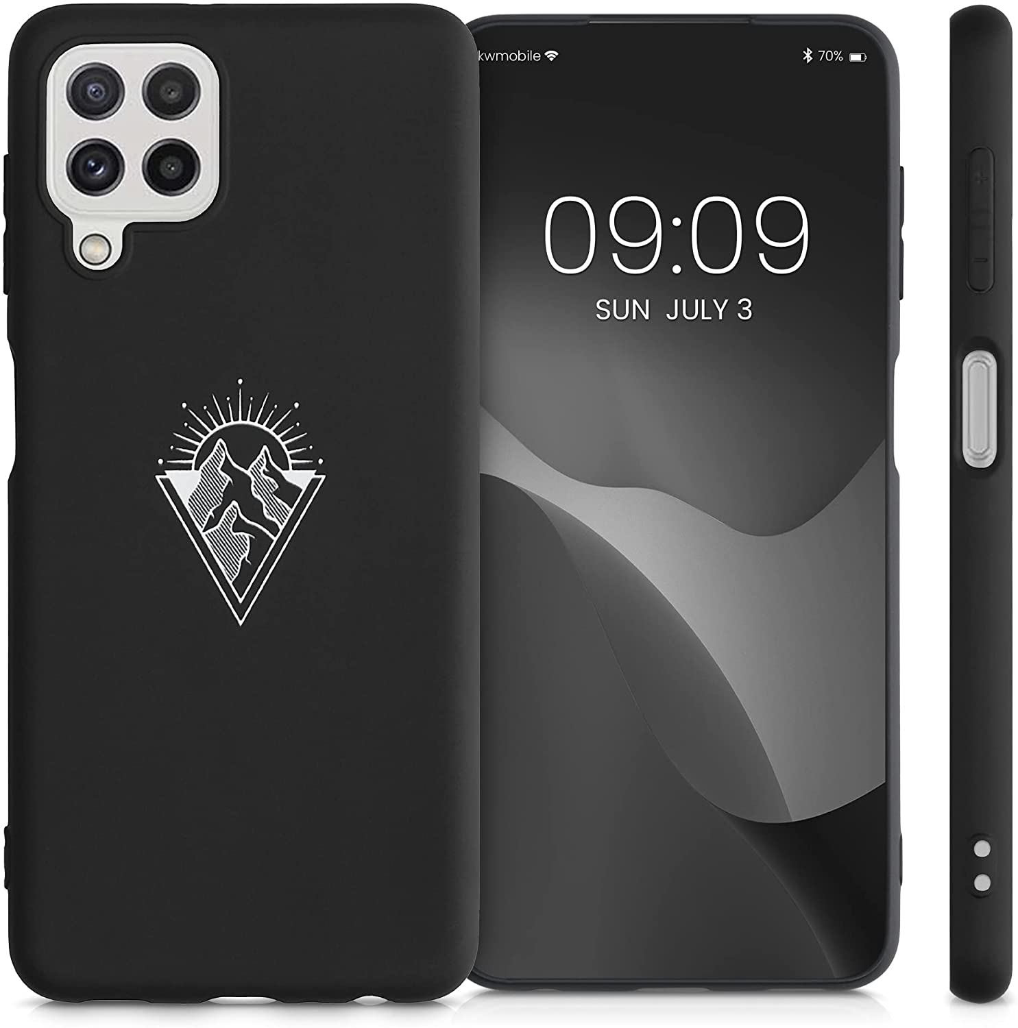 KW Samsung Galaxy A22 4G Θήκη Σιλικόνης TPU - Design Minimalism Mountains - Black / White - 55497.04