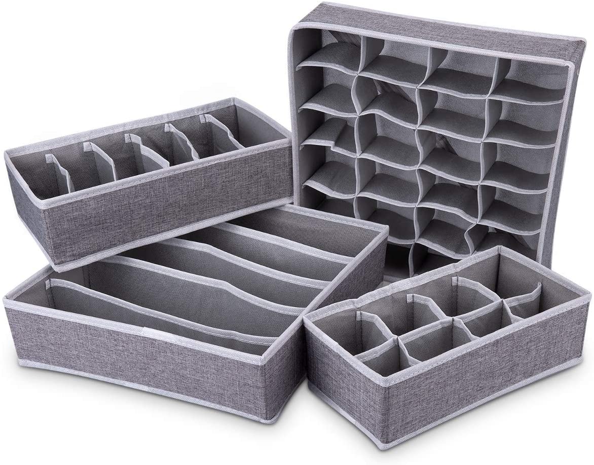 Navaris Σετ με 4 Κουτιά Αποθήκευσης για Συρτάρι - Brown / White - 49051.04