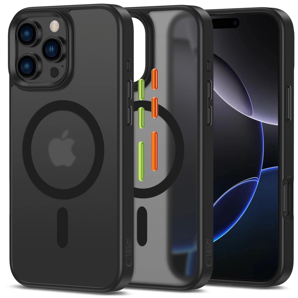 Tech-Protect iPhone 16 Pro - MagMat XT 3-Set - Σκληρή Θήκη με Πλαίσιο Σιλικόνης και MagSafe - Ημιδιάφανη / Matte Black