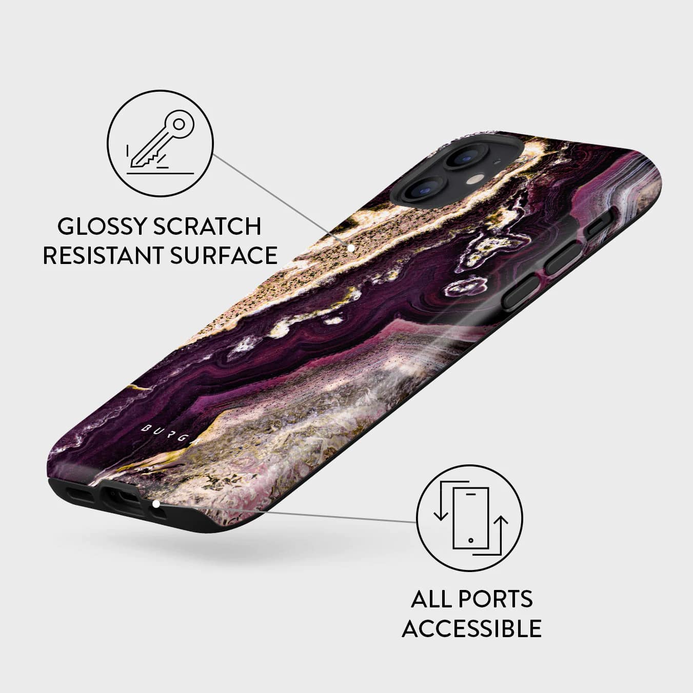 Burga iPhone 12 / iPhone 12 Pro Fashion Tough Σκληρή Θήκη - Purple Skies