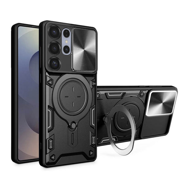 Techsuit Samsung Galaxy S25 Ultra - CamGuard Pro - Σκληρή Θήκη με Προστασία Καμερών και Δαχτυλίδι Συγκράτησης - Black - likebrands.gr