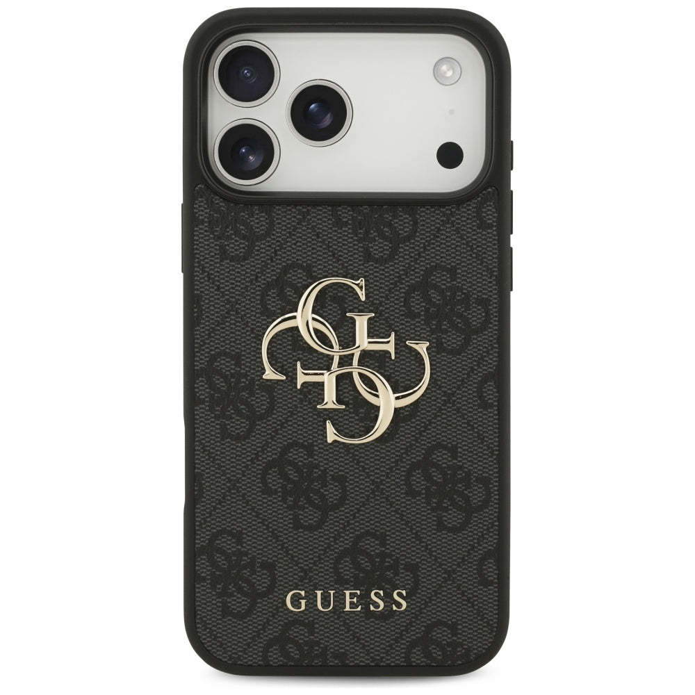 Guess iPhone 17 Pro Max - 4G Big Logo - Σκληρή Θήκη με Πλαίσιο Σιλικόνης και Επένδυση Συνθετικού Δέρματος - Black - GUHCP17X4GMGGR
