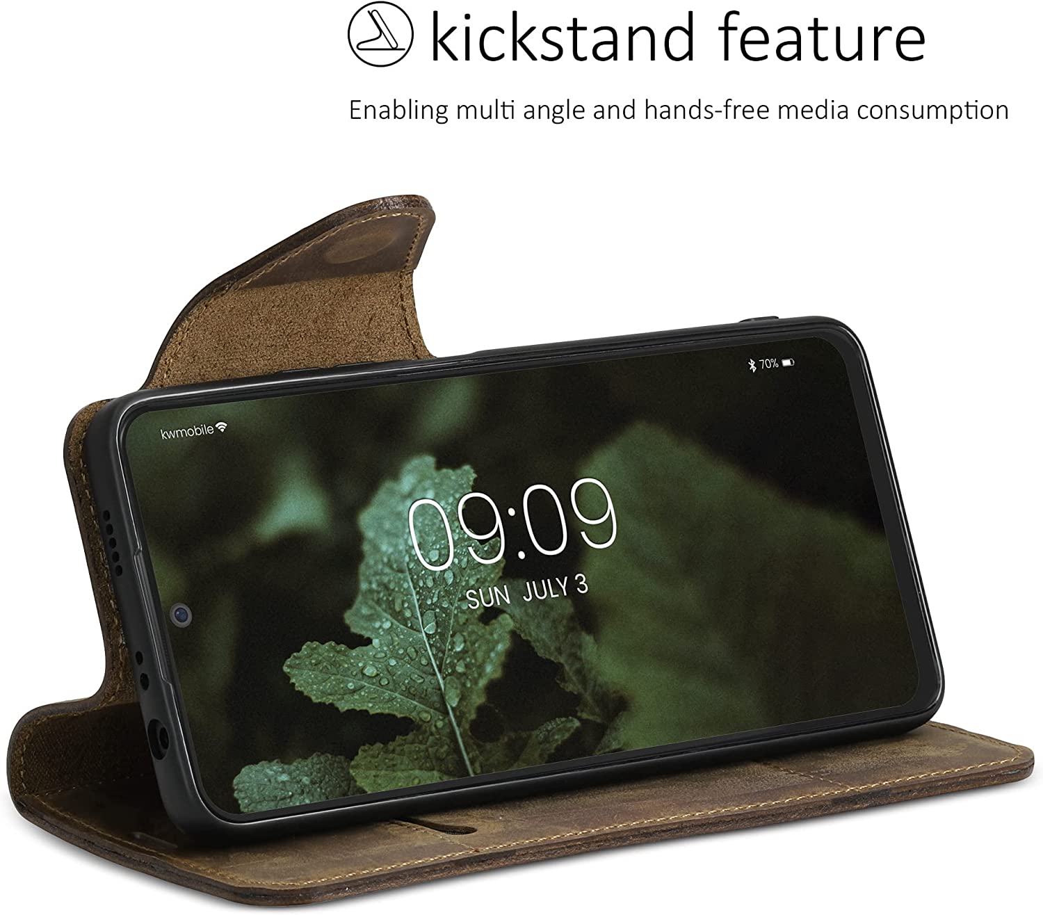 Kalibri Xiaomi Redmi Note 11 Pro+ 5G Θήκη Πορτοφόλι Stand από Γνήσιο Δέρμα - Brown - 58910.05