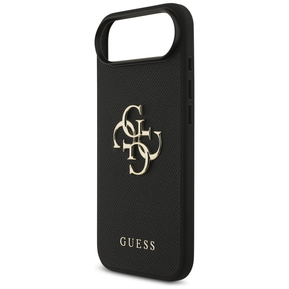 Guess iPhone Air - Grained Big 4G and Classic Logo - Σκληρή Θήκη με Επένδυση από Οικολογικό Δέρμα - Black - GUHCP17MPGT4MBK