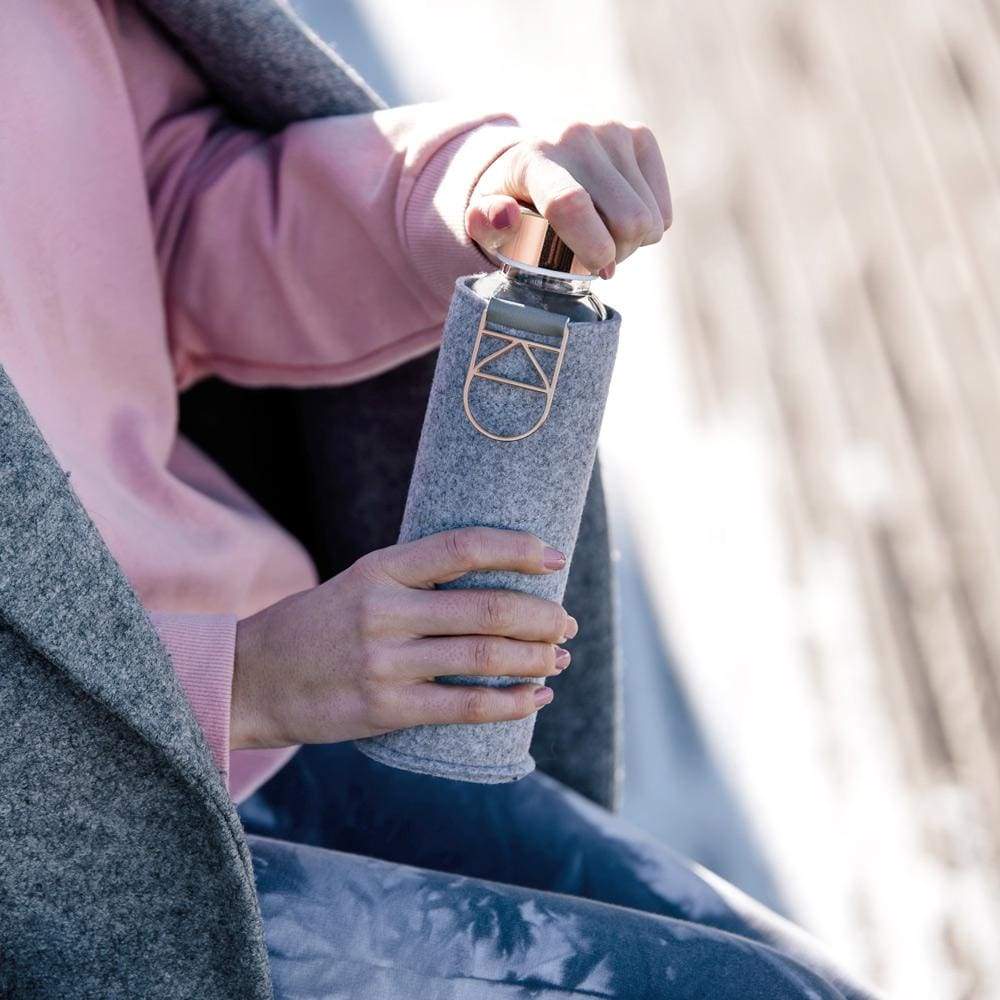 Equa Mismatch Rose Gold Γυάλινο Μπουκάλι Νερού με Θήκη από Τσόχα - 750ml - Rose Gold / Διάφανο