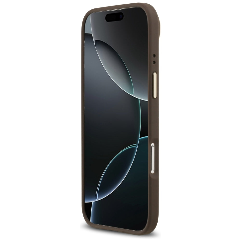 Guess iPhone Air - 4G PU Classic Logo MagSafe - Σκληρή Θήκη με Πλαίσιο Σιλικόνης και Επένδυση Οικολογικού Δέρματος - Brown - GUHMP17MP4MSEGCW