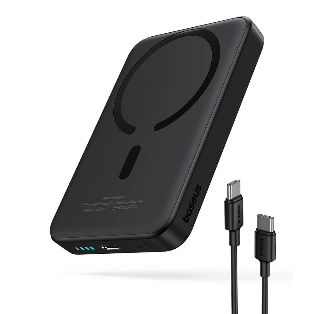 Baseus Mini Air Ασύρματο MagSafe PowerBank 10000mAh 20W με Καλώδιο Type-C to Type-C - Black