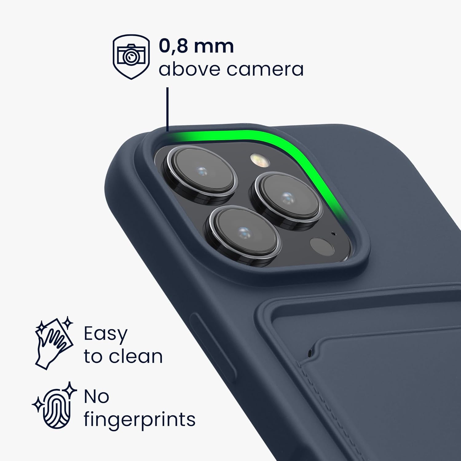 KW iPhone 16 Pro Θήκη Σιλικόνης TPU με Υποδοχή για Κάρτα - Dark Blue