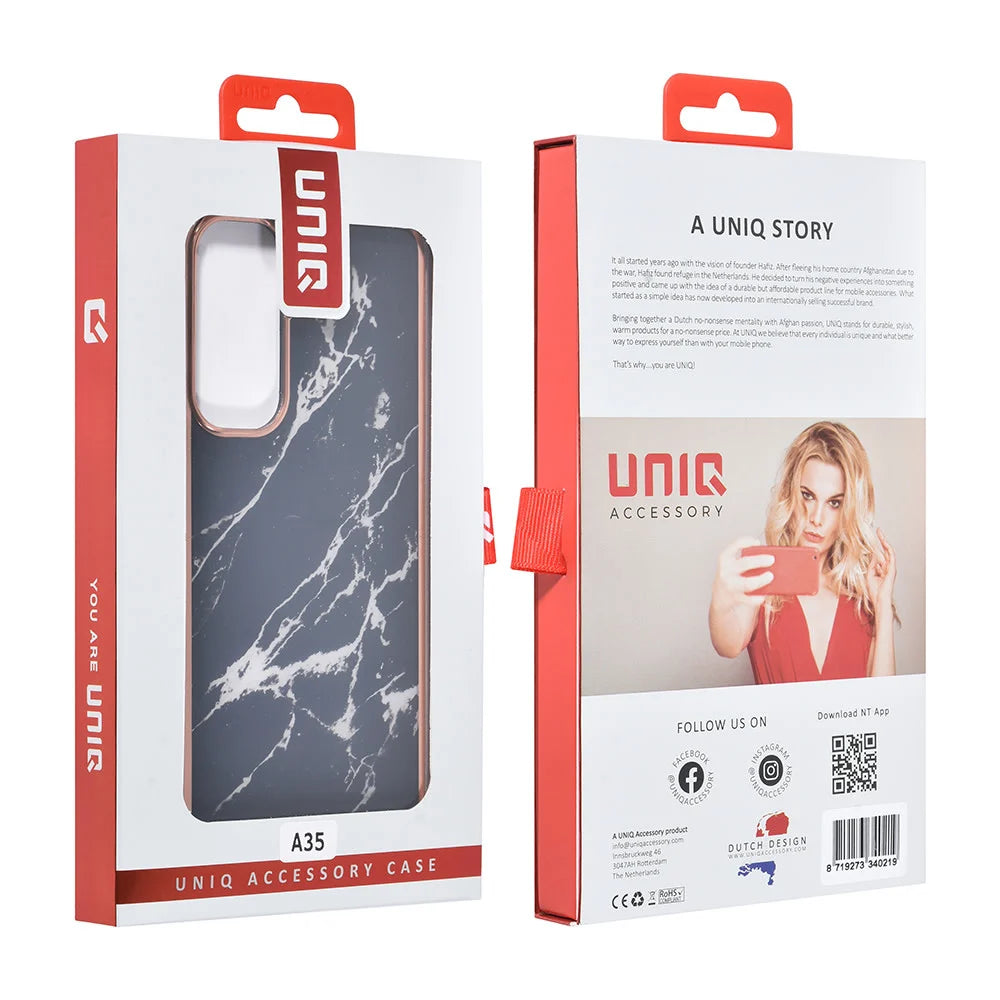 Tuniq Samsung Galaxy A35 5G - Σκληρή Θήκη με Πλαίσιο Σιλικόνης - Σχέδιο Μάρμαρο - Μαύρη