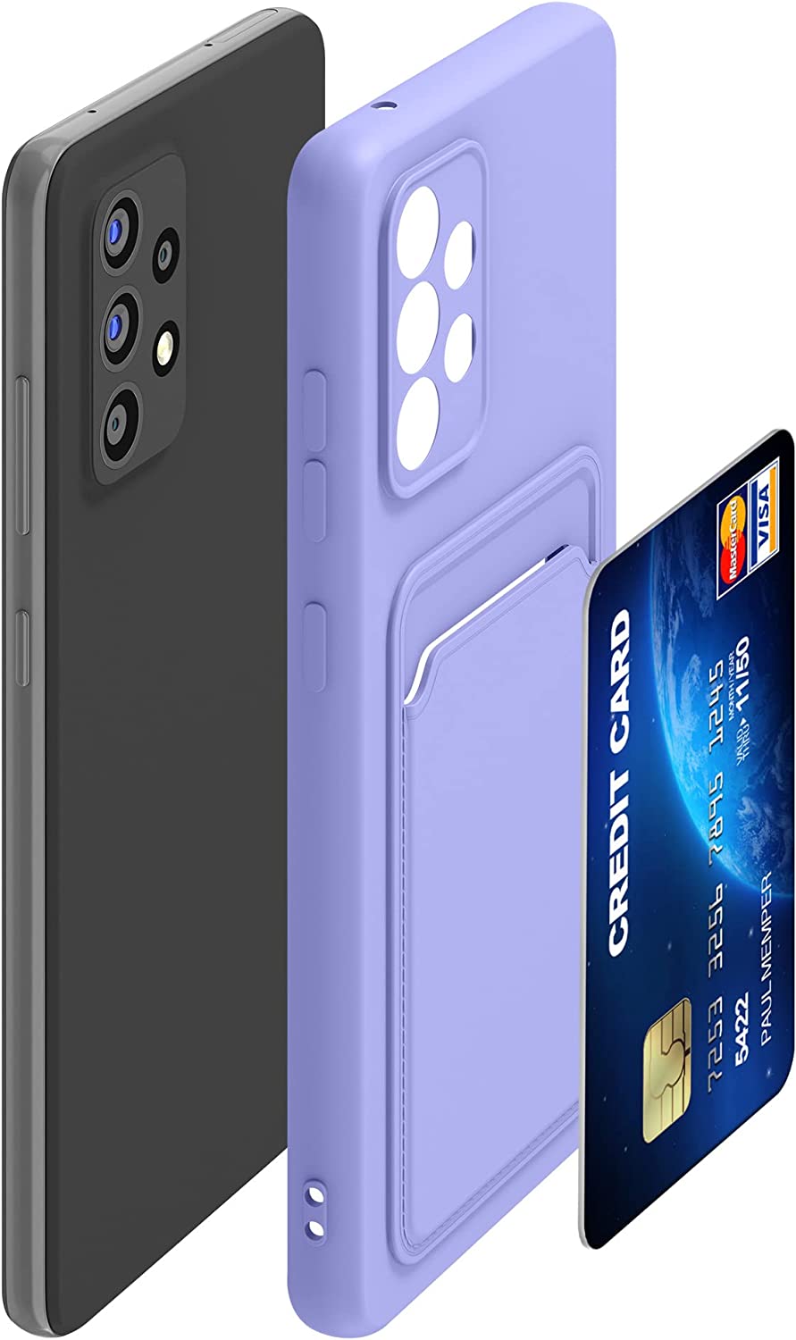KW Samsung Galaxy A52 / A52 5G / A52s 5G Θήκη Σιλικόνης TPU με Υποδοχή για Κάρτα - Lavender - 55083.108