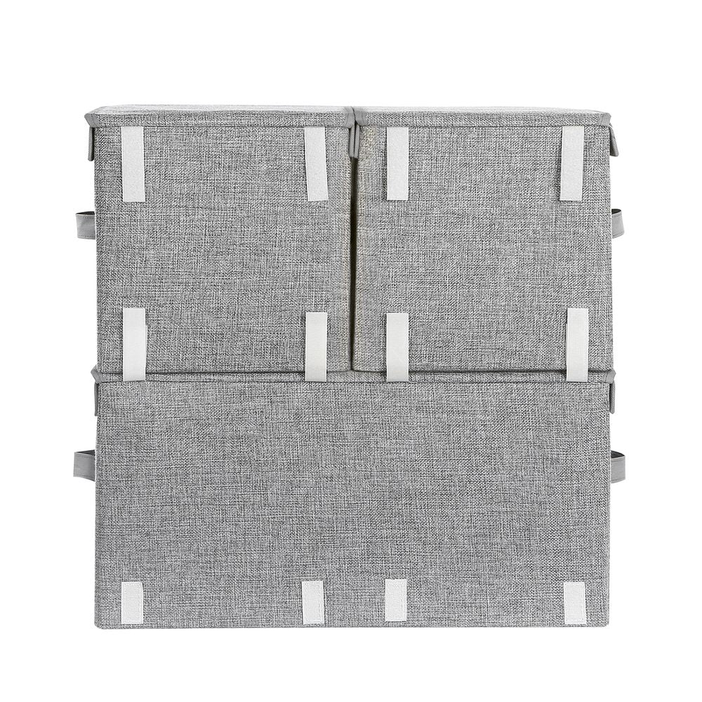 Songmics Σετ με 3 Στοιβαζόμενα Υφασμάτινα Κουτιά Αποθήκευσης με Μαγνητικό Καπάκι - Grey - RLB12GY