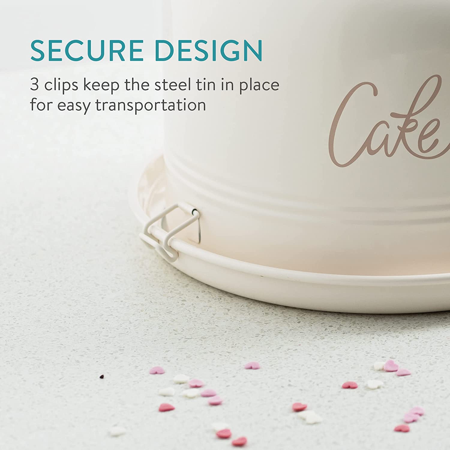 Navaris Μεταλλικό Κουτί Μεταφοράς Κέικ - 25cm - Cream - 58088.01.16