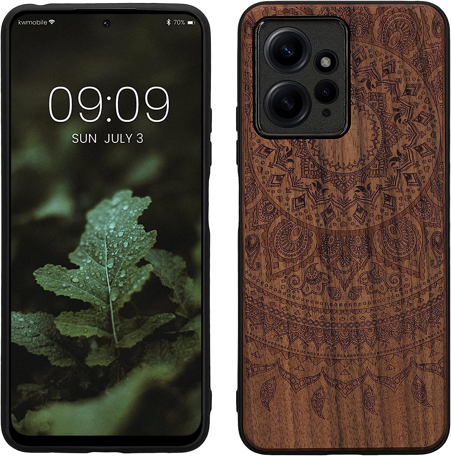 KW Xiaomi Redmi Note 12 4G Θήκη από Φυσικό Ξύλο - Design Indian Sun - Dark Brown - 61179.03