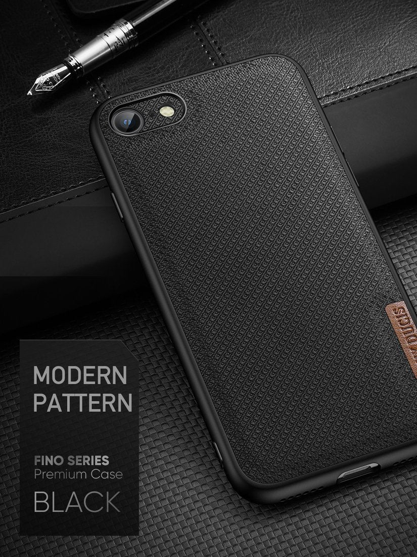 Dux Ducis iPhone SE 2022 / SE 2020 / 7 / 8 Fino Series Σκληρή Θήκη με Πλαίσιο Σιλικόνης και Επένδυση από Ύφασμα - Black