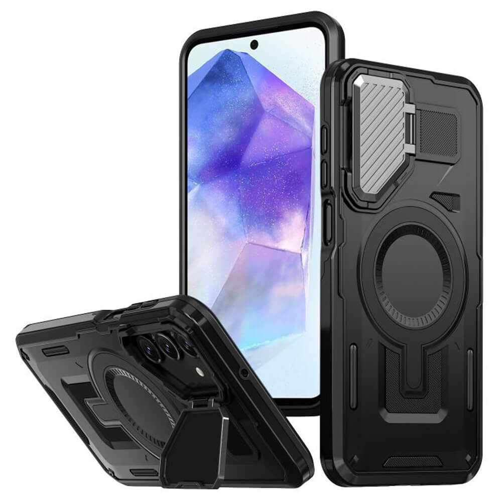 Techsuit Samsung Galaxy A55 5G CamVault MagSafe Σκληρή Θήκη με Πλαίσιο Σιλικόνης - Black