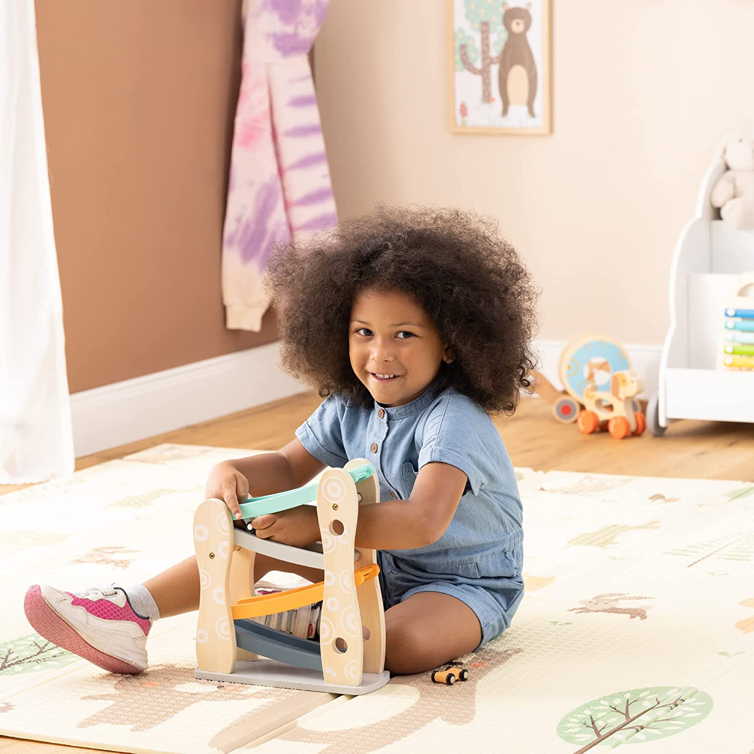 Navaris Αναδιπλούμενο Χαλάκι Παιχνιδιού Διπλής Όψης για Μωρά - Beige / Pink - 55293.03