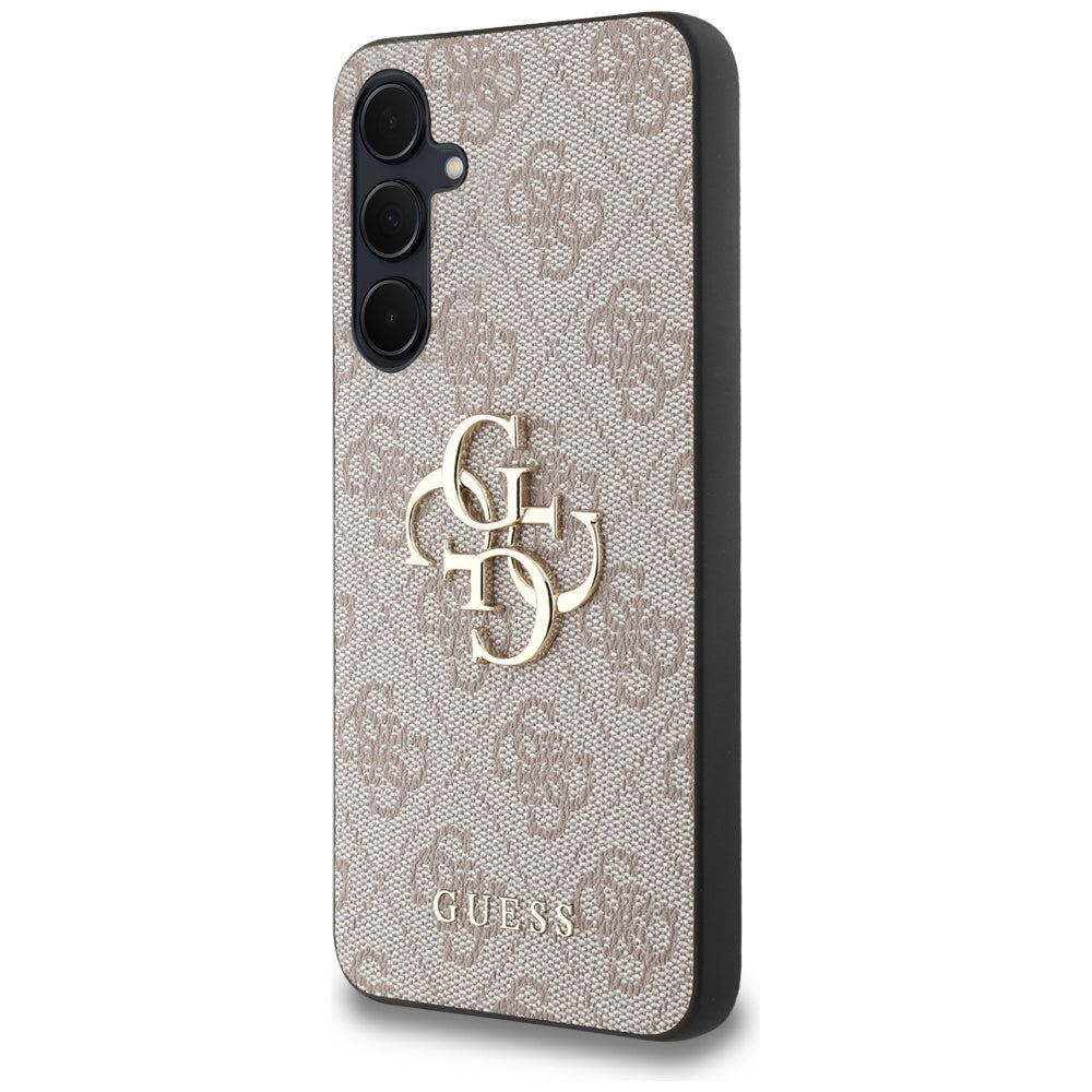 Guess Samsung Galaxy A35 5G - 4G Big Metal Logo - Θήκη με Επένδυση Συνθετικού Δέρματος - Pink - GUHCSA354GMGPI