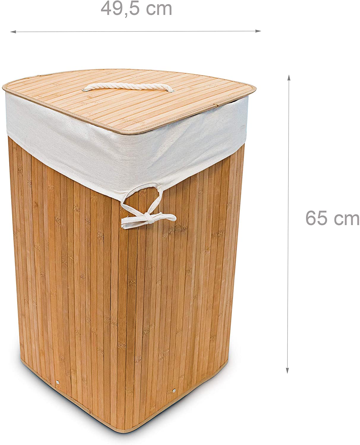 Relaxdays Καλάθι Απλύτων από Μπαμπού με Καπάκι - Natural / White - 4052025046798