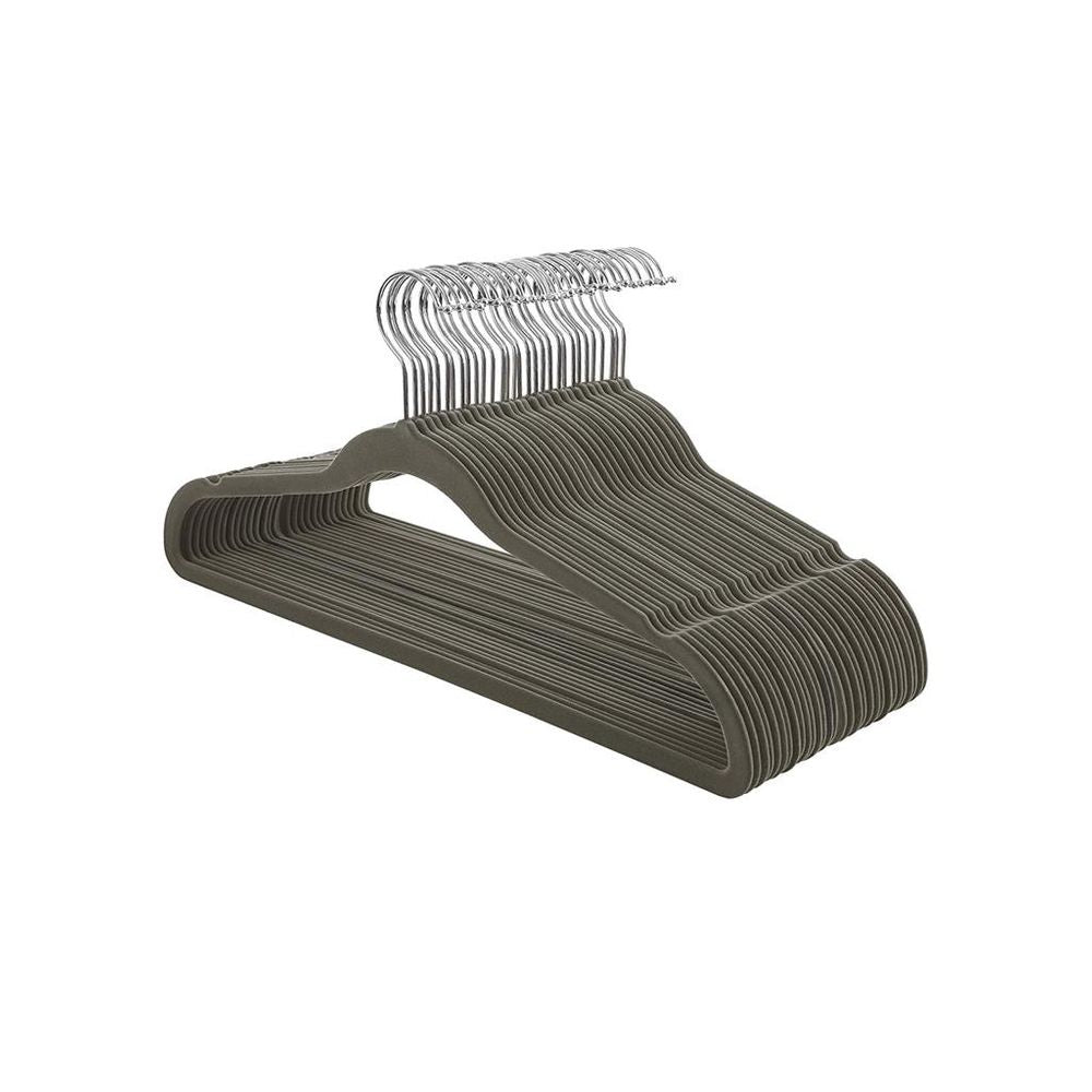 Songmics Σετ με 30 Βελούδινες Κρεμάστρες για Κοστούμι με Οργανωτή Γραβάτας - Grey - CRF26V