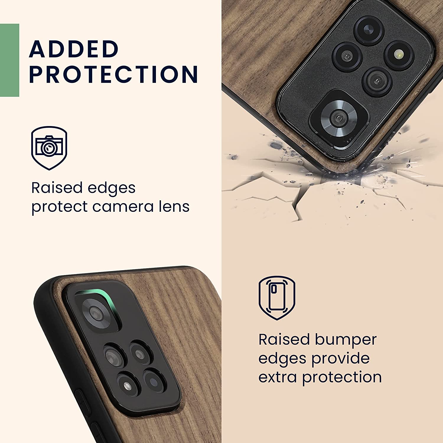 KW Xiaomi Redmi Note 11 Pro+ 5G Θήκη από Φυσικό Ξύλο - Design Navigational Compass - Dark Brown - 58100.01