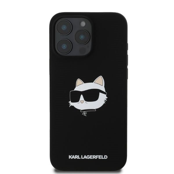 Karl Lagerfeld iPhone 16 Pro Max - Silicone Choupette Head Print - Θήκη Σιλικόνης με MagSafe - Black - KLHMP16XSCHPPLK