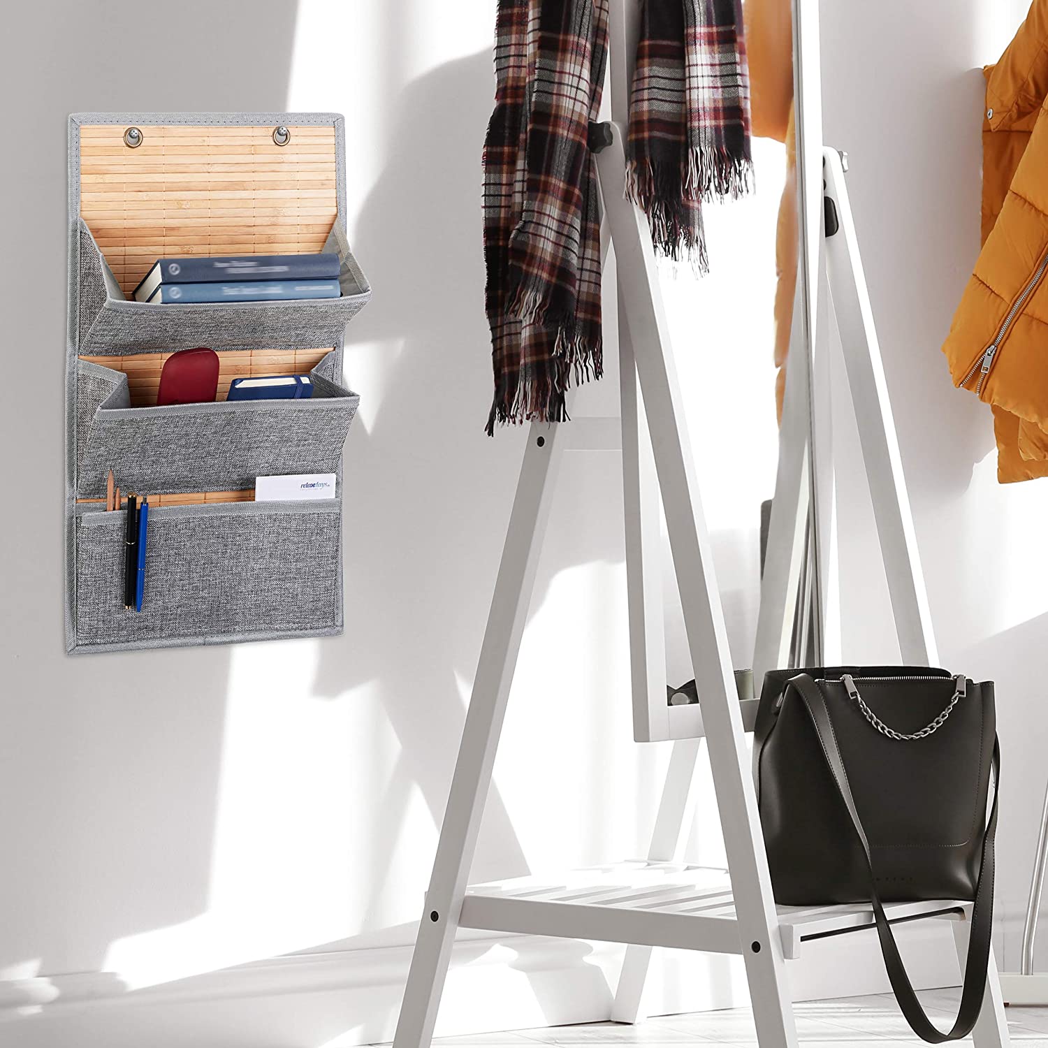 Relaxdays Διοργανωτής Τοίχου από Μπαμπού για το Γραφείο και τον Διάδρομο - Grey - Medium - 4052025960957