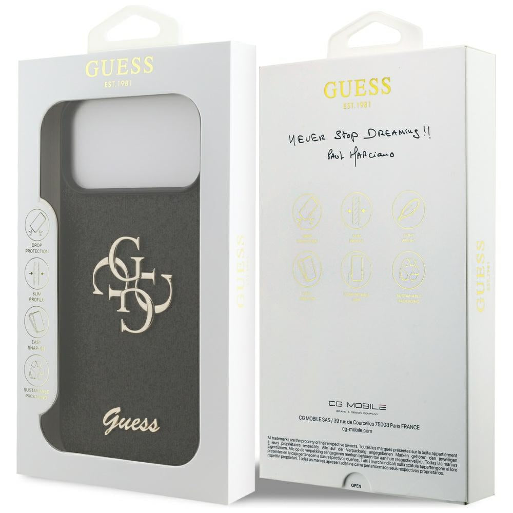 Guess iPhone 17 Pro Max - Fixed Glitter Big 4G - Σκληρή Θήκη με Πλαίσιο Σιλικόνης - Black - GUHCP17XHG4SGK