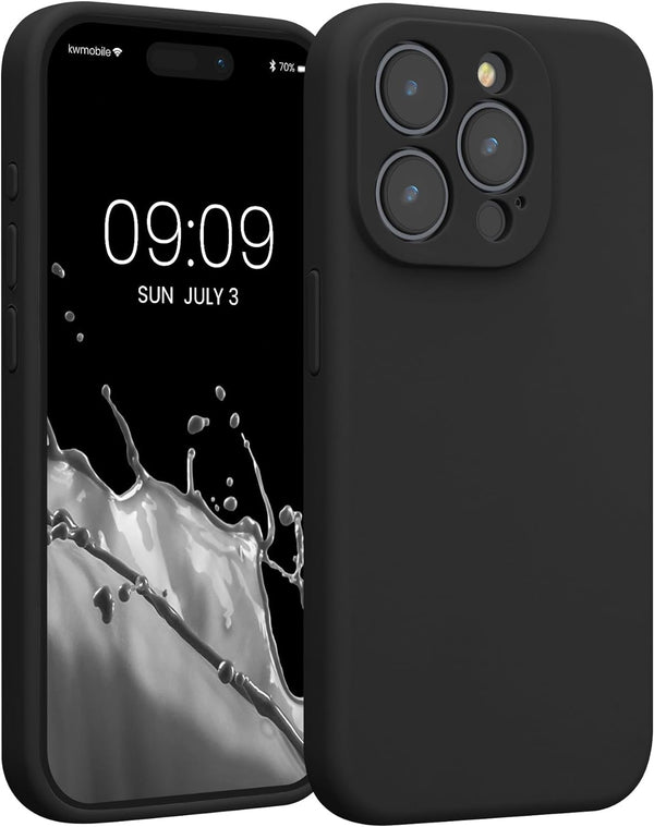 KW iPhone 15 Pro Θήκη Σιλικόνης Rubberized TPU - Black - likebrands.gr