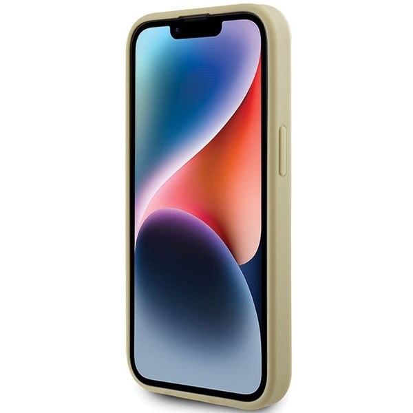 Guess iPhone 15 Plus Glitter Script Big 4G Σκληρή Θήκη με Πλαίσιο Σιλικόνης - Gold - GUHCP15MHG4SGD