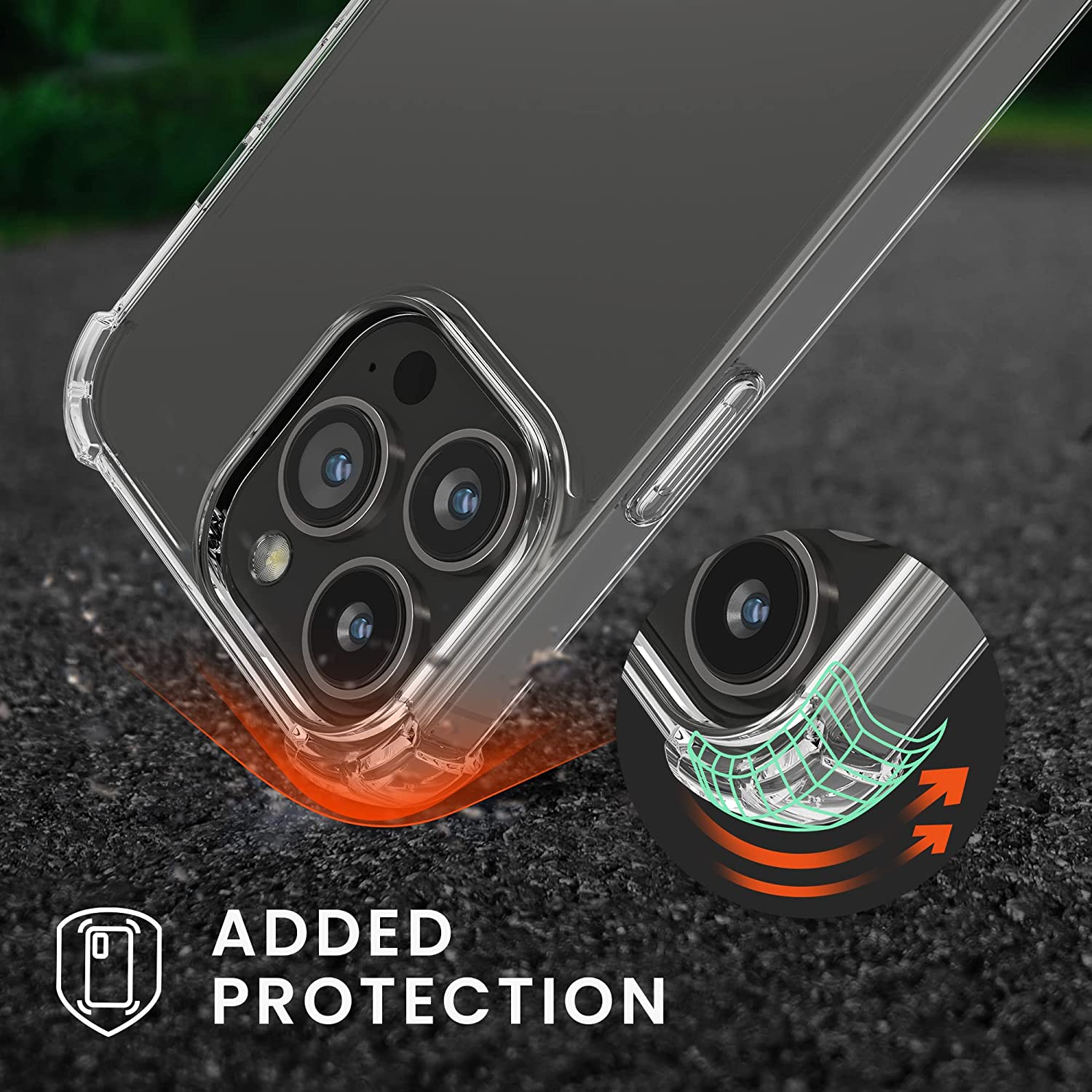 KW iPhone 13 Pro Θήκη Σιλικόνης TPU με Λουράκι - Διάφανη / Blue - 55963.04