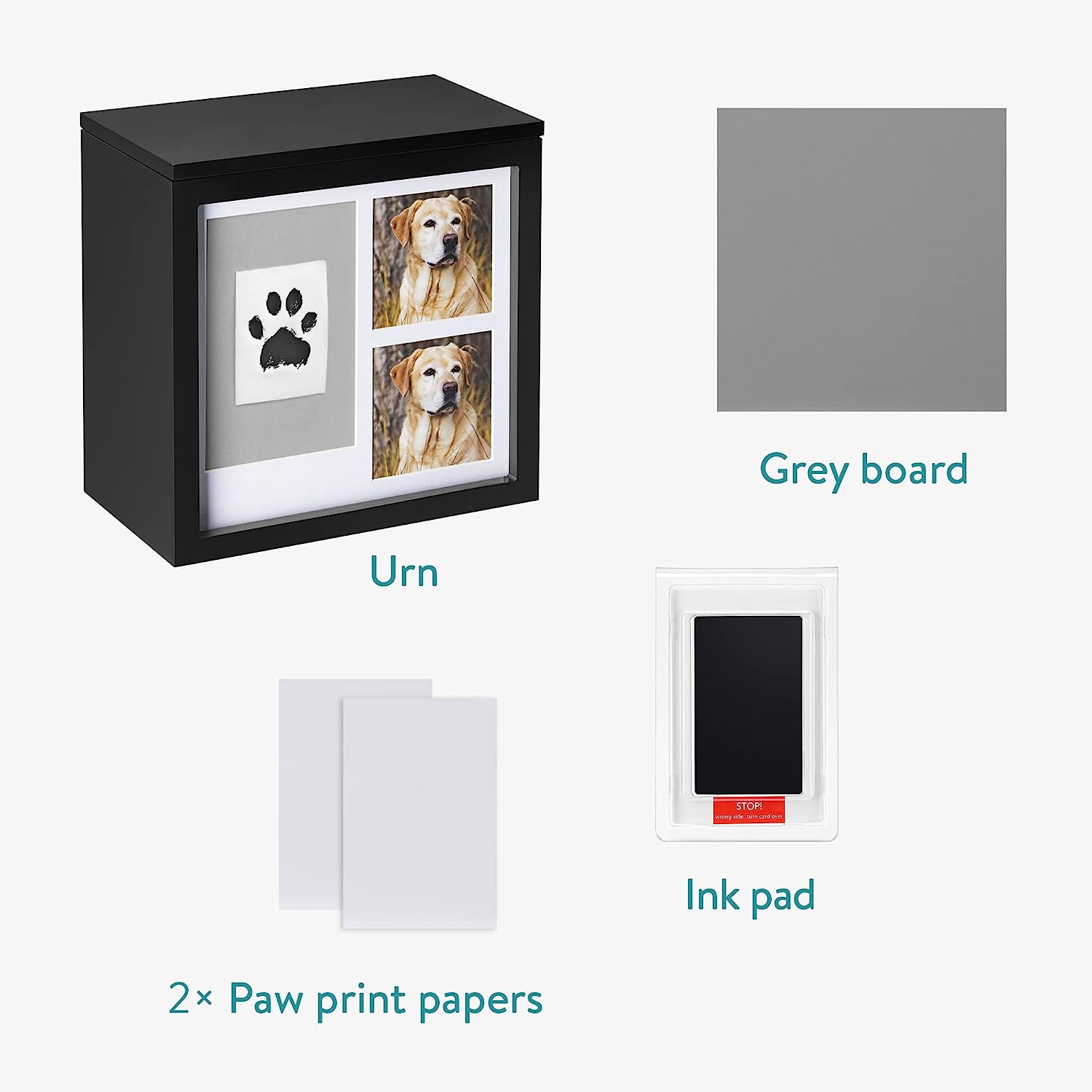 Navaris Κορνίζα για Αποτύπωμα Κατοικίδιου με Χώρο για 2 Φωτογραφίες - 22 x 22,6 x 12 cm - Black - 60544.01