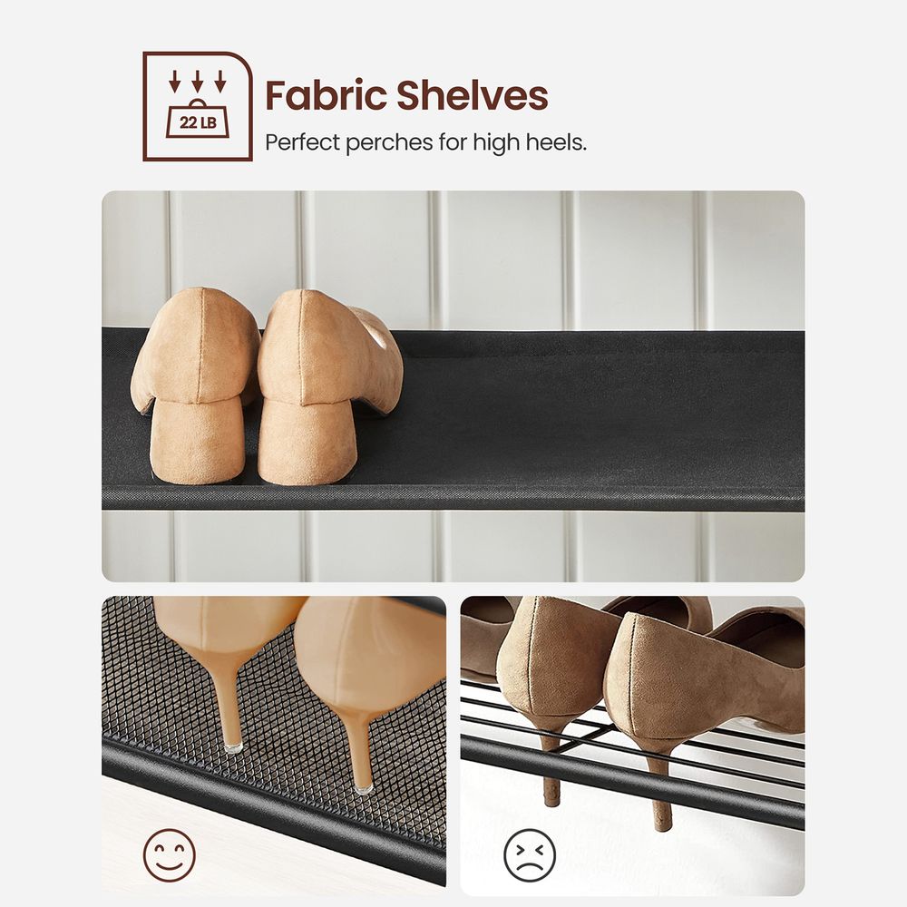 Vasagle Κρεμάστρα και Παπουτσοθήκη με 2 Ράφια και Κάθισμα - 32.2 x 64 x 180 cm - Vintage Brown / Black - HSR411B01