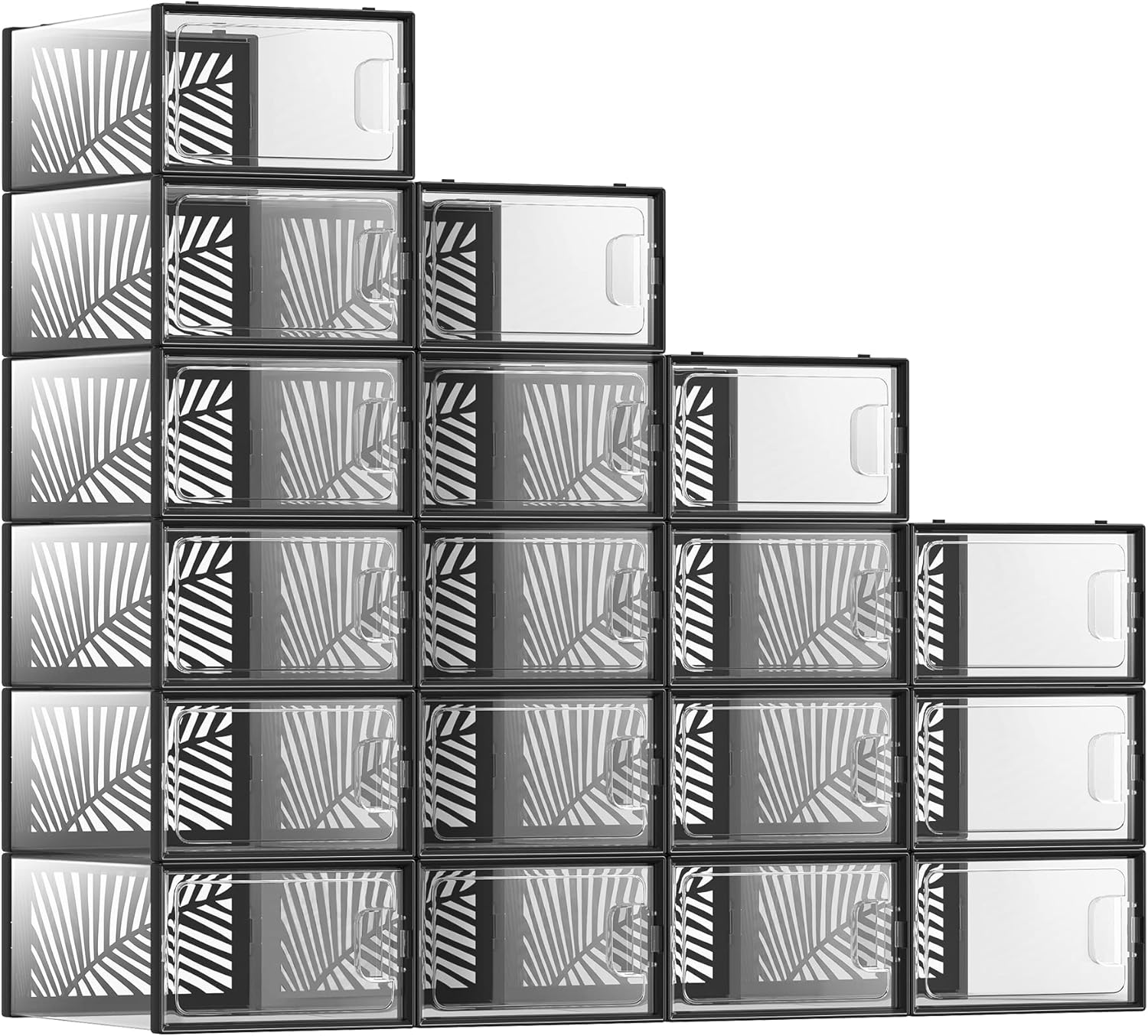 Songmics Σετ με 18 Πλαστικά Κουτιά Αποθήκευσης Υποδημάτων - Black / Διάφανα - LSP106B18