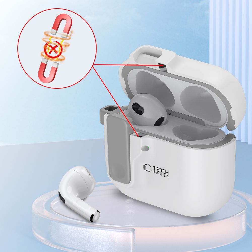 Tech-Protect AirPods 4 Θήκη από Σκληρό Πλαστικό - Slim Hook - White